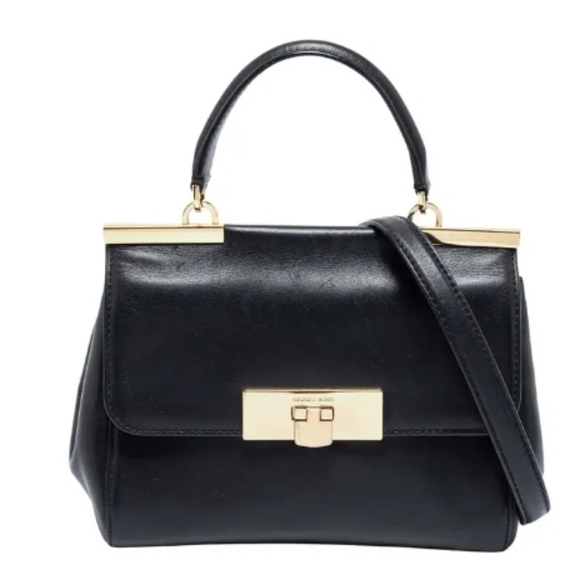 Michael Kors Handbags - Michael Kors Black Leather Small Marlow Top Handle Bag